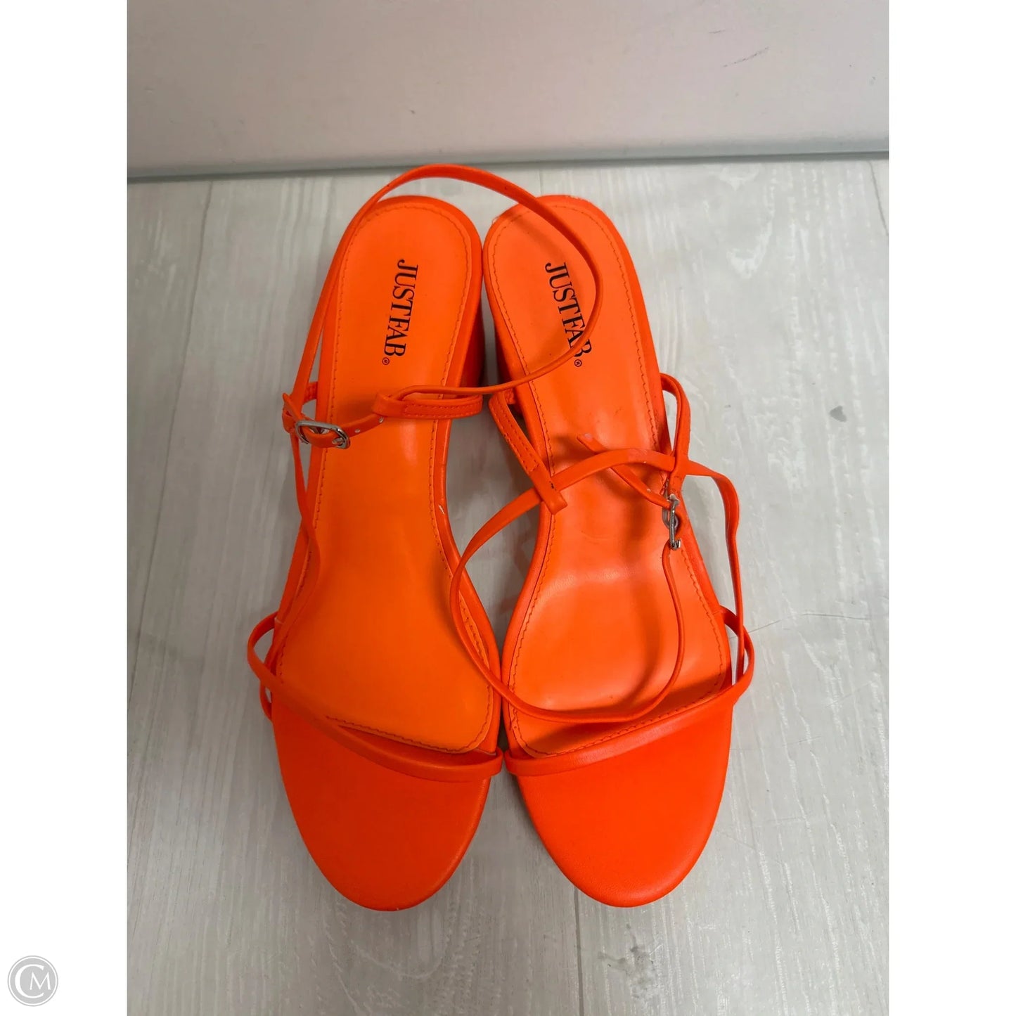 Sandals Heels Block By Just Fab In Orange, Size: 9