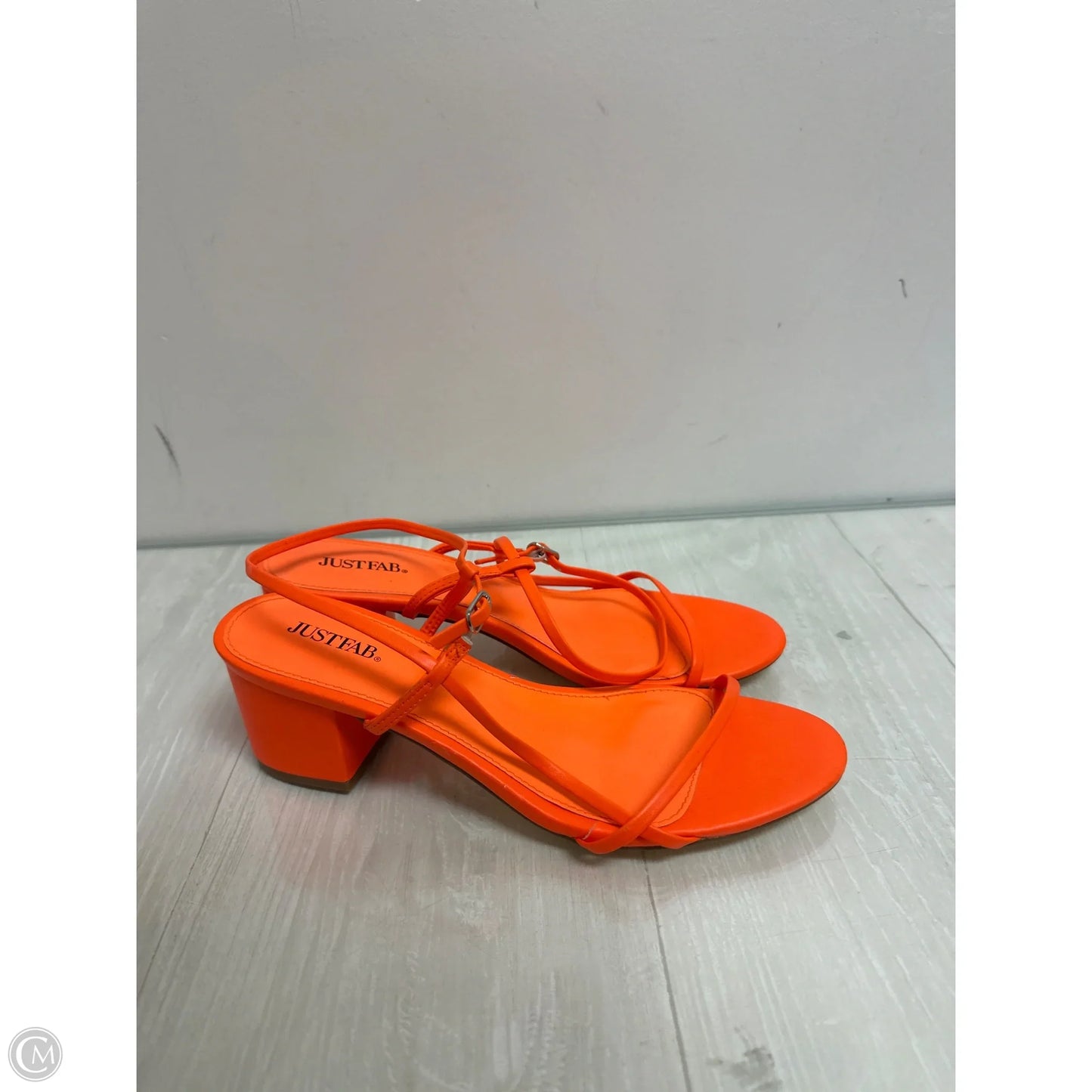 Sandals Heels Block By Just Fab In Orange, Size: 9
