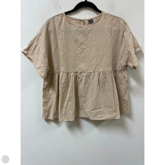 Top Short Sleeve By Shein In Tan, Size: L