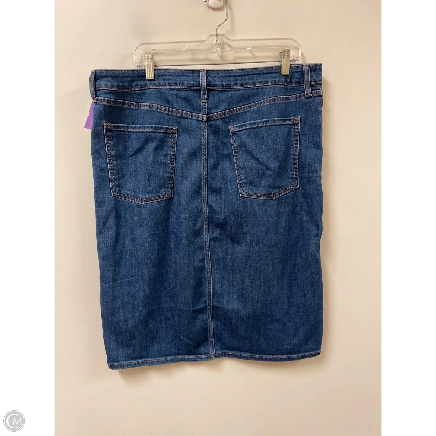 Skirt Midi By Chicos In Blue Denim, Size: 14