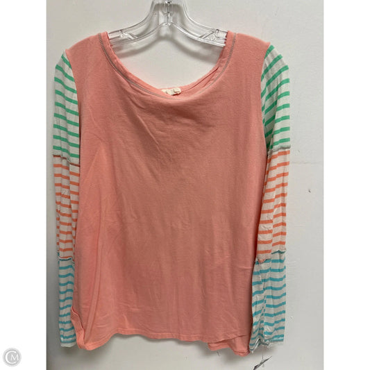 Top Long Sleeve By Bibi In Peach, Size: Xl
