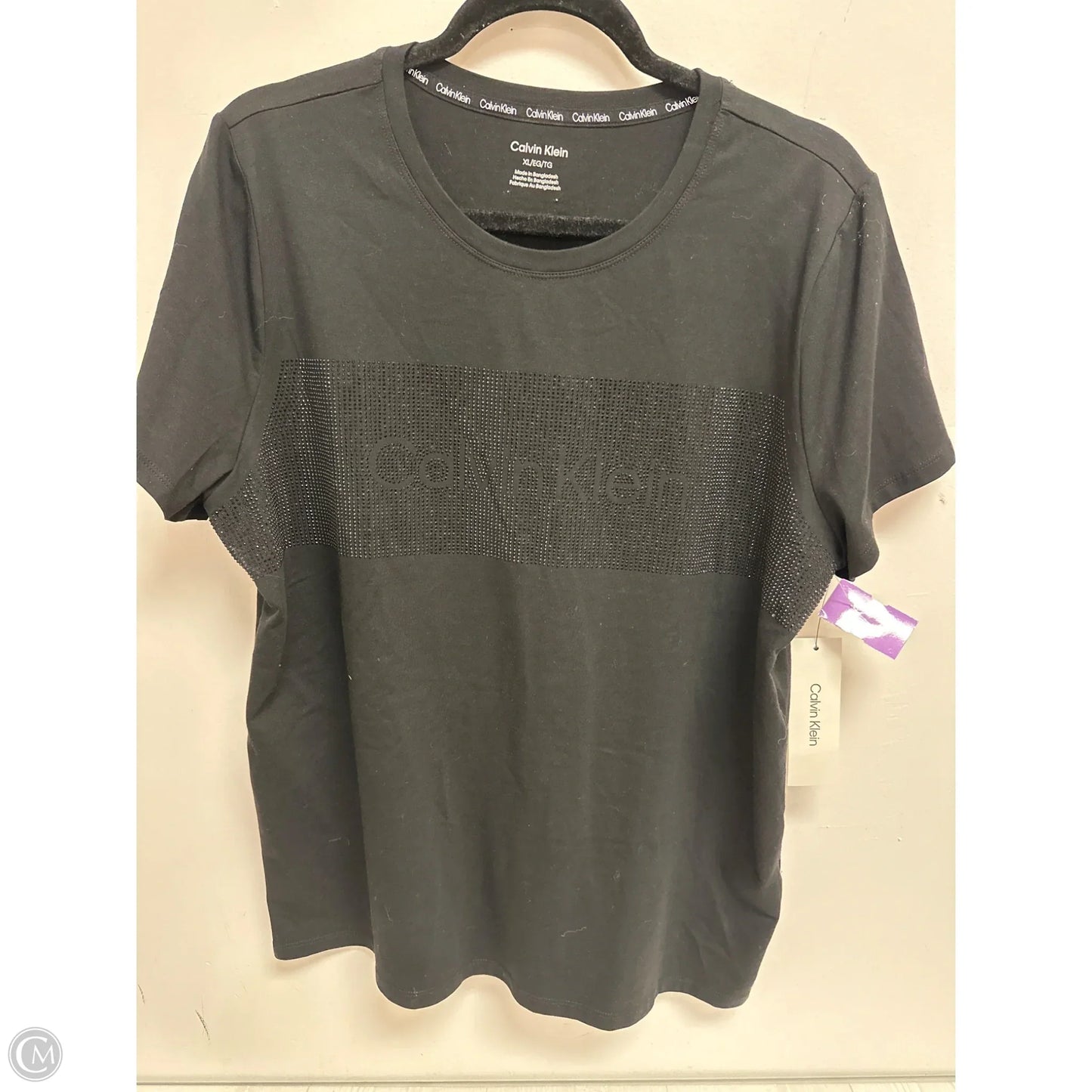 Top Short Sleeve By Calvin Klein In Black, Size: Xl