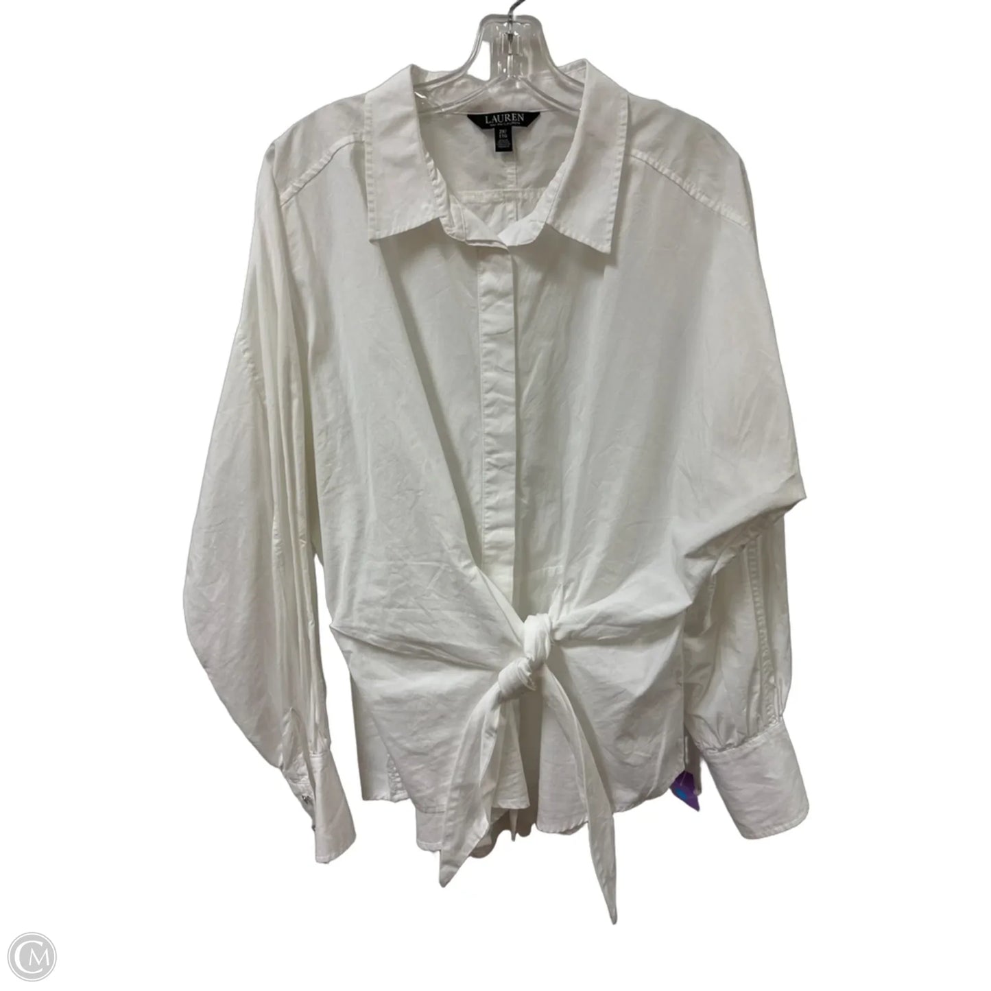 Blouse Long Sleeve By Lauren By Ralph Lauren In White, Size: 2x