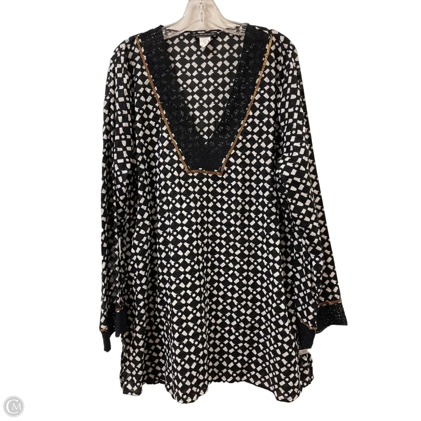 Tunic Long Sleeve By La Blanca In Black & White, Size: Xl