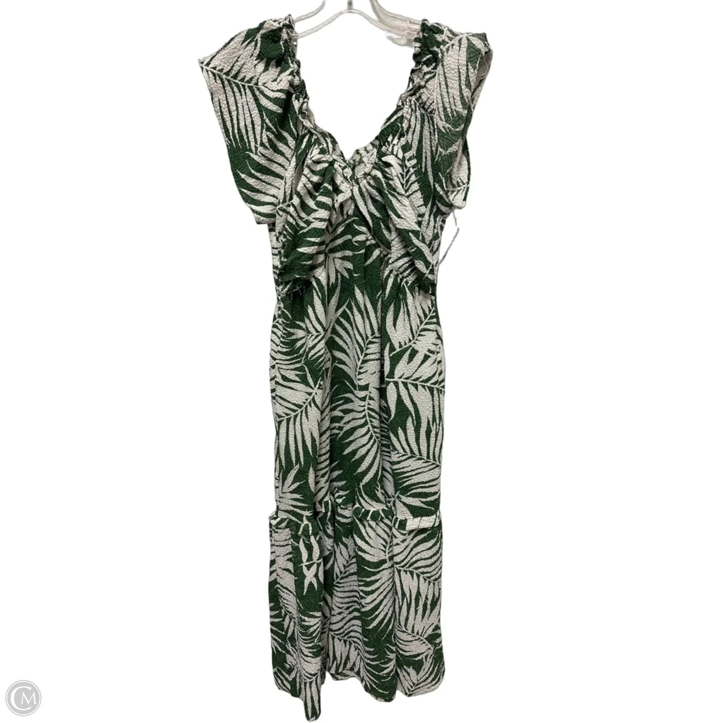 Dress Casual Midi By Sofia By Sofia Vergara In Green & White, Size: L