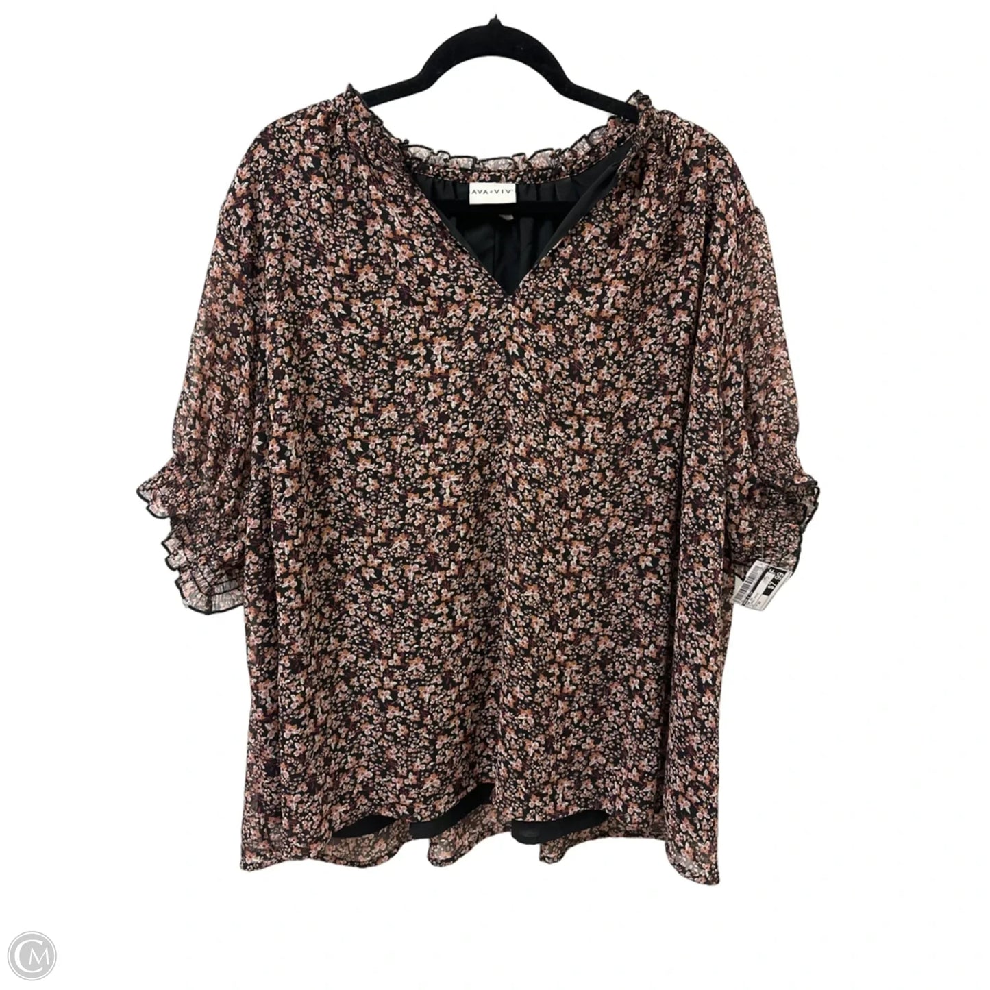 Top Short Sleeve By Ava & Viv In Floral Print, Size: 2x