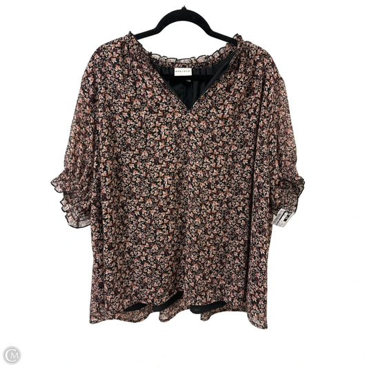Top Short Sleeve By Ava & Viv In Floral Print, Size: 2x