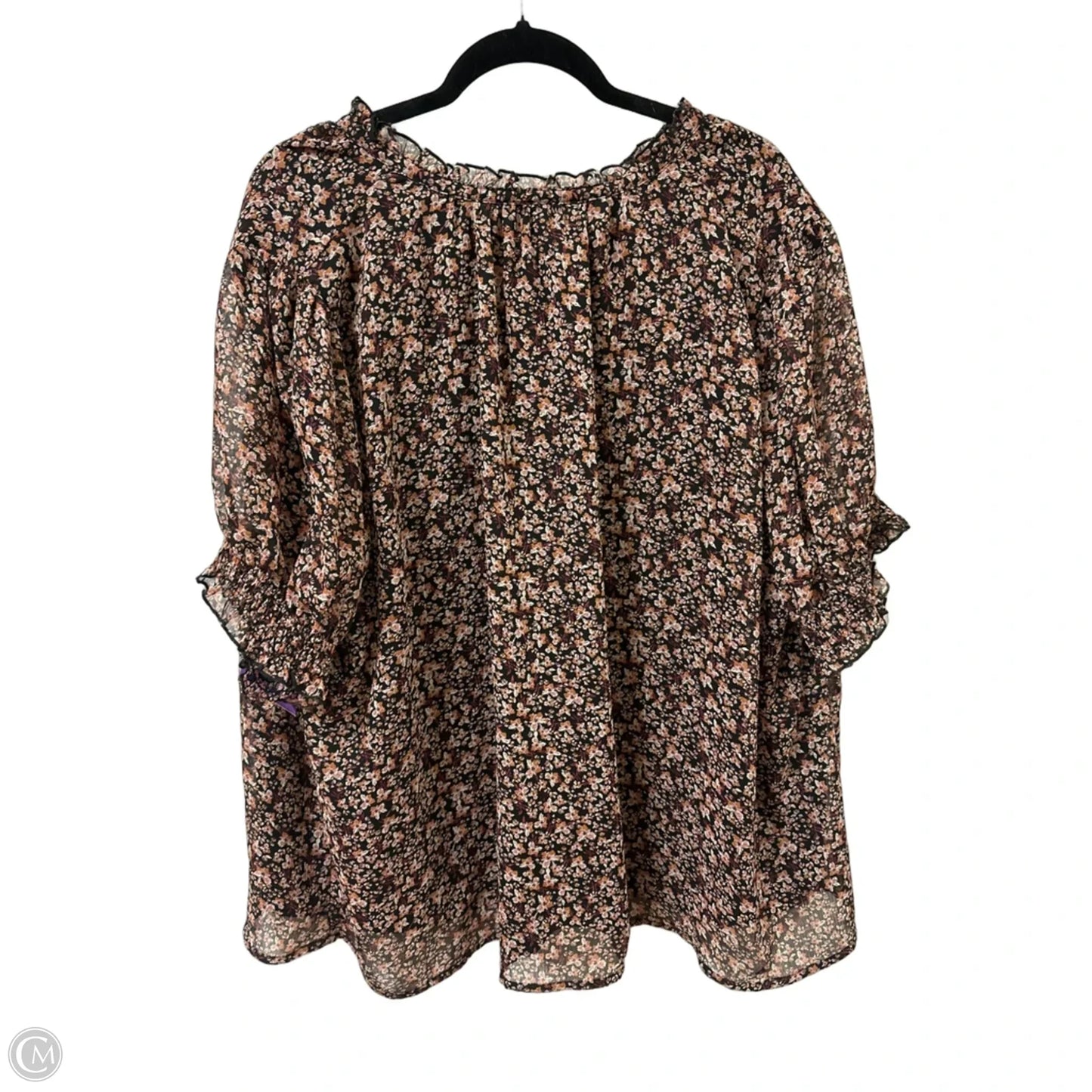 Top Short Sleeve By Ava & Viv In Floral Print, Size: 2x