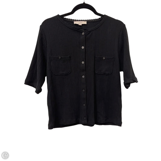 Blouse Short Sleeve By Loft In Black, Size: Xl
