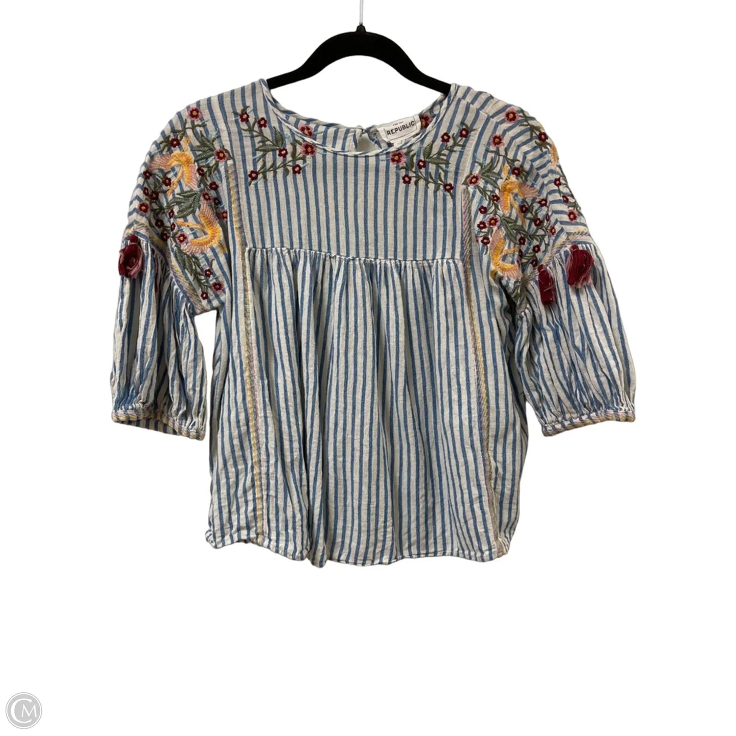 Top Short Sleeve By For The Republic In Striped Pattern, Size: M