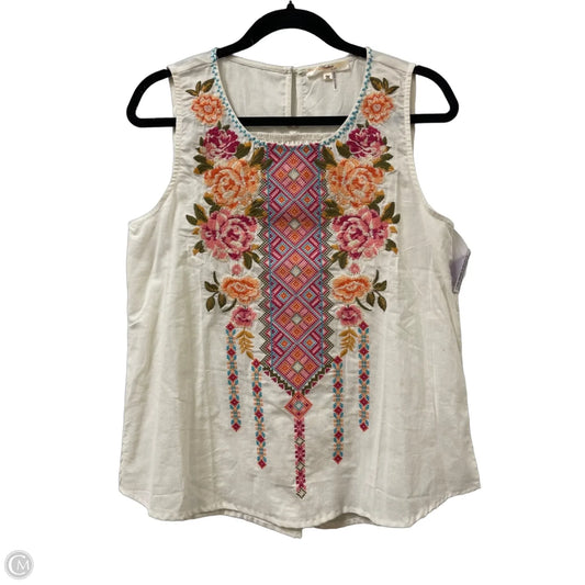 Top Sleeveless By Andree By Unit In Cream, Size: M