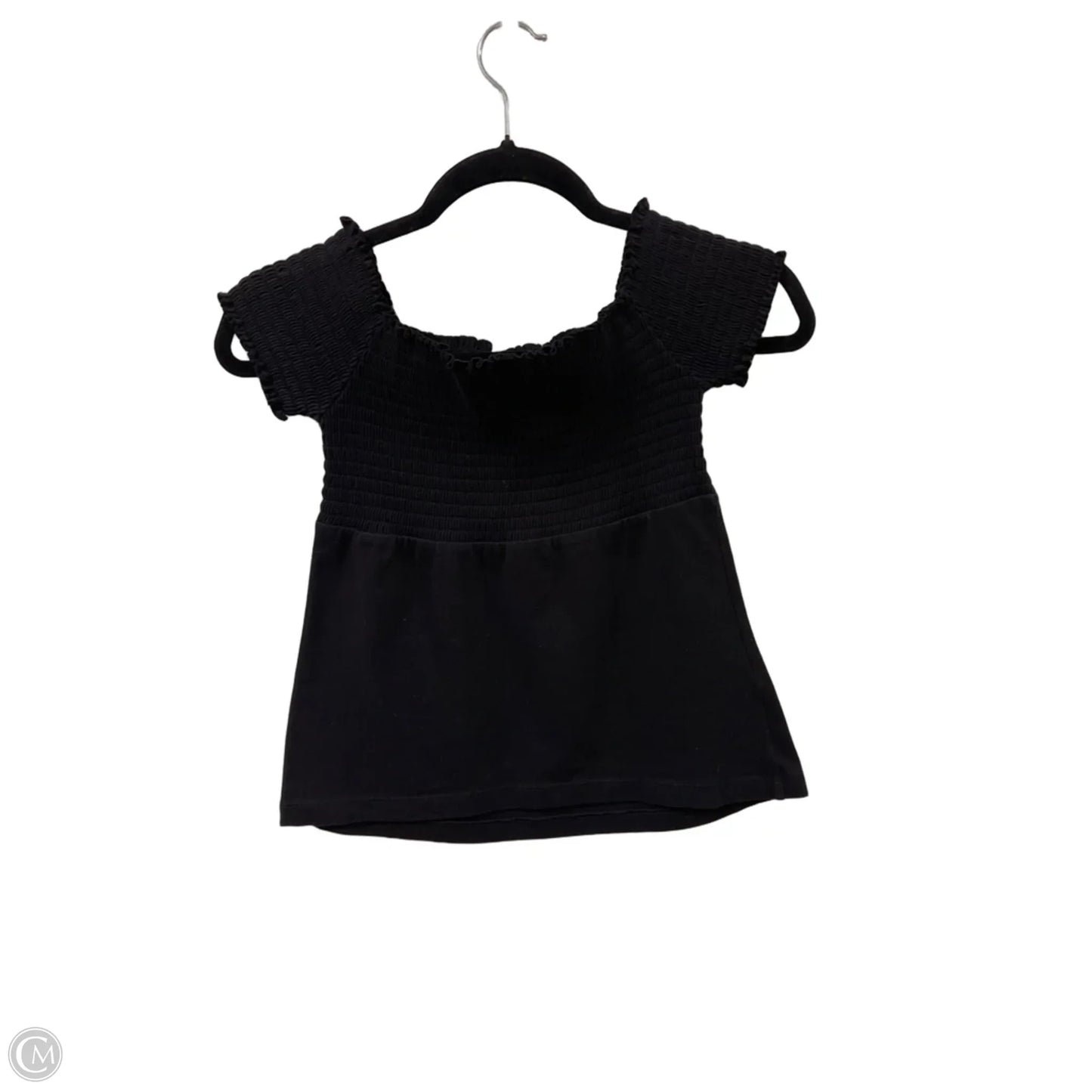 Top Short Sleeve By Moda Intl In Black, Size: S