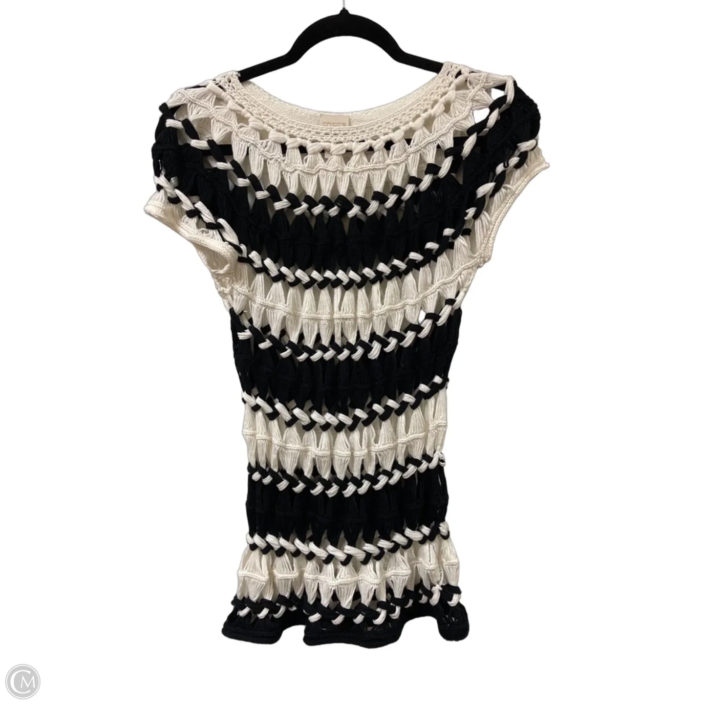Sweater Short Sleeve By Chicos In Black & White, Size: S