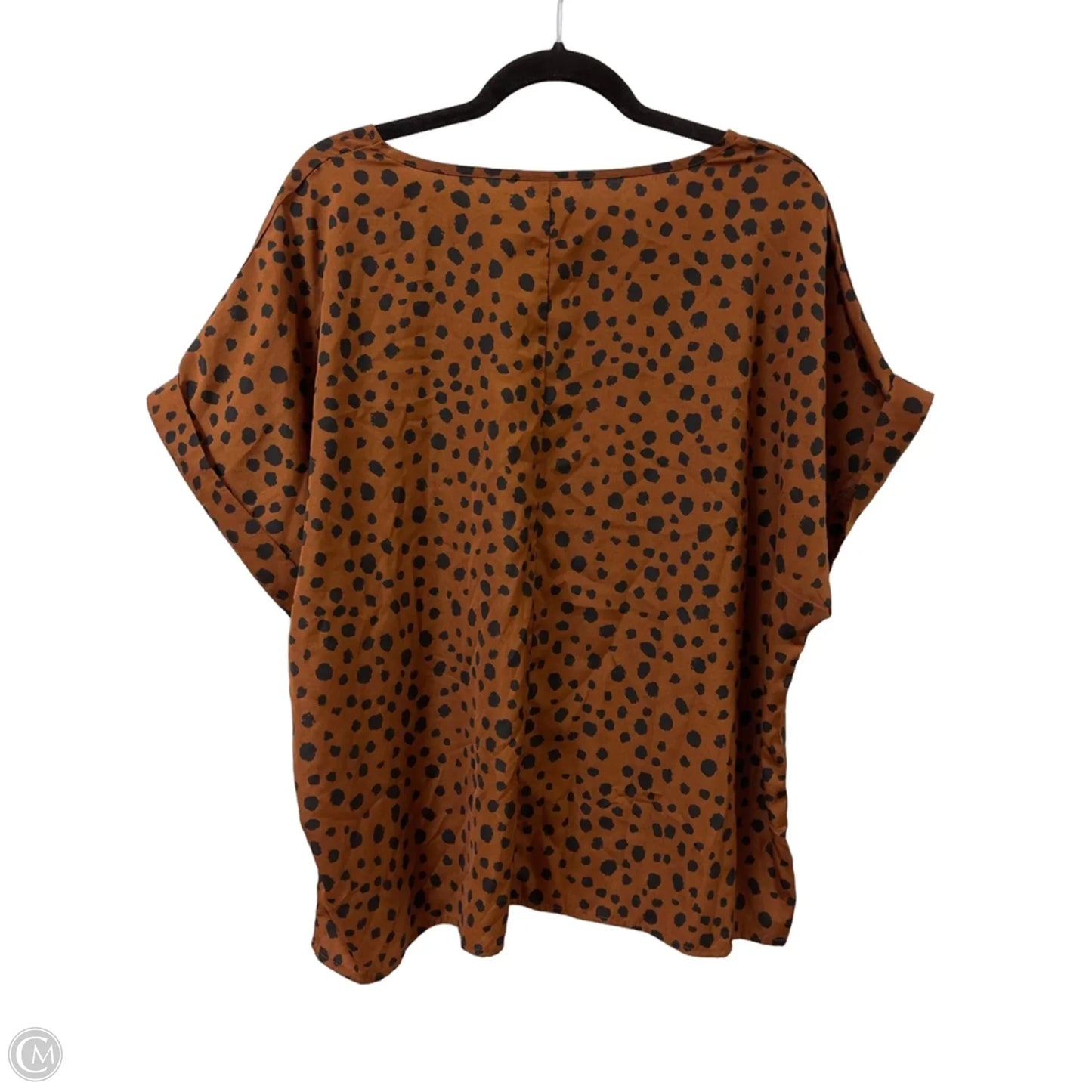 Top Short Sleeve By Emery Rose In Animal Print, Size: 2x