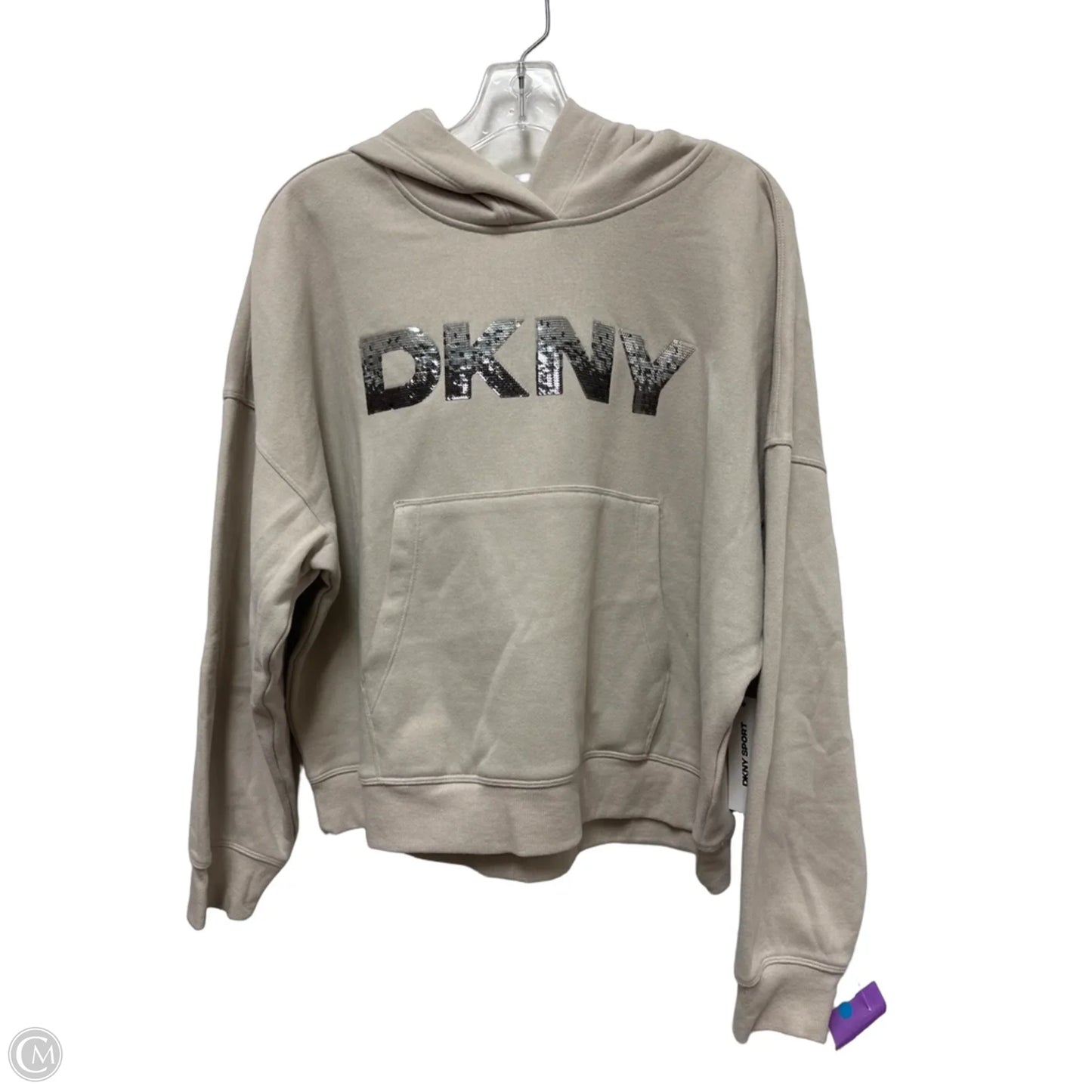 Sweatshirt Hoodie By Dkny In Cream, Size: L