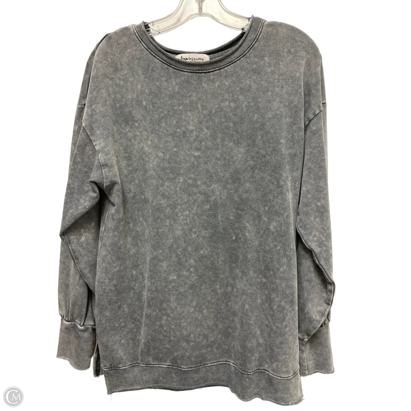 Top Long Sleeve By Impressions In Grey, Size: S