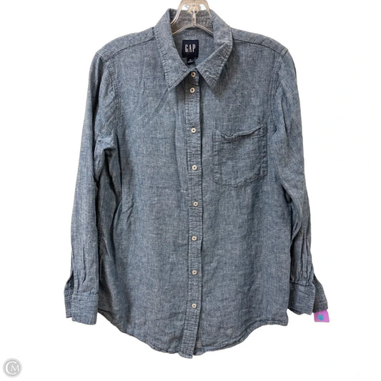Blouse Long Sleeve By Gap In Blue, Size: M