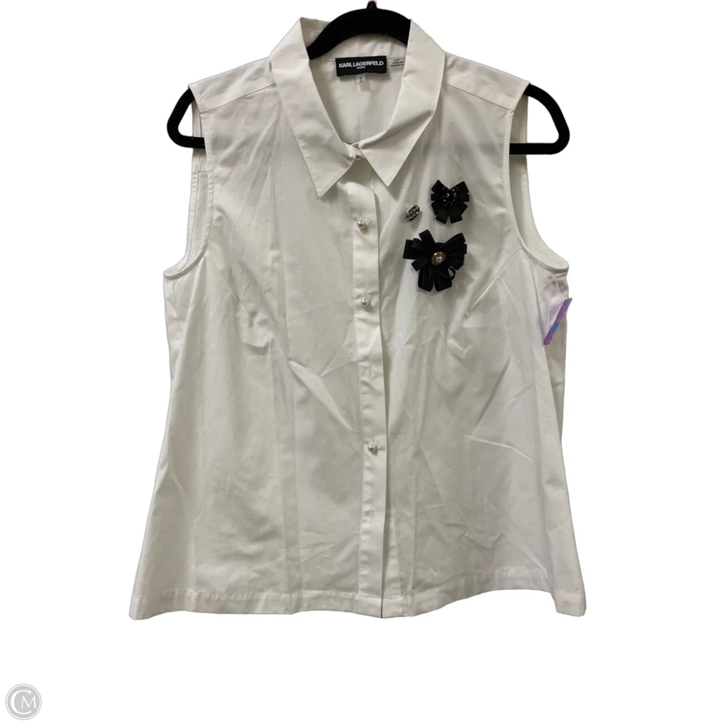 Top Sleeveless Designer By Karl Lagerfeld In White, Size: L