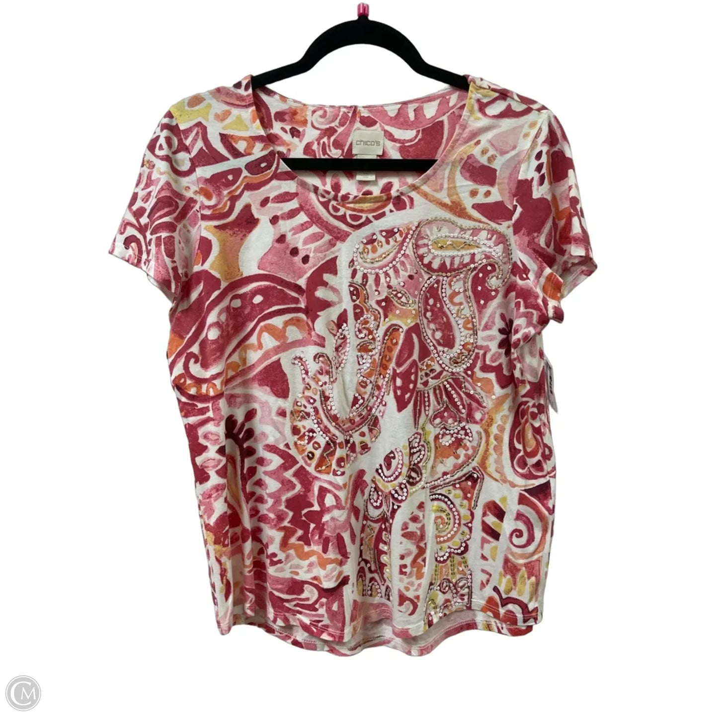 Top Short Sleeve By Chicos In Pink, Size: M