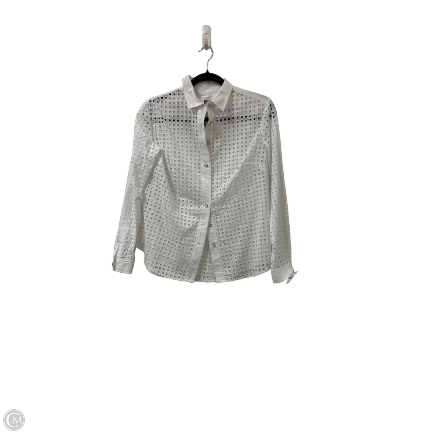 Blouse Long Sleeve By Anne Klein In White, Size: S