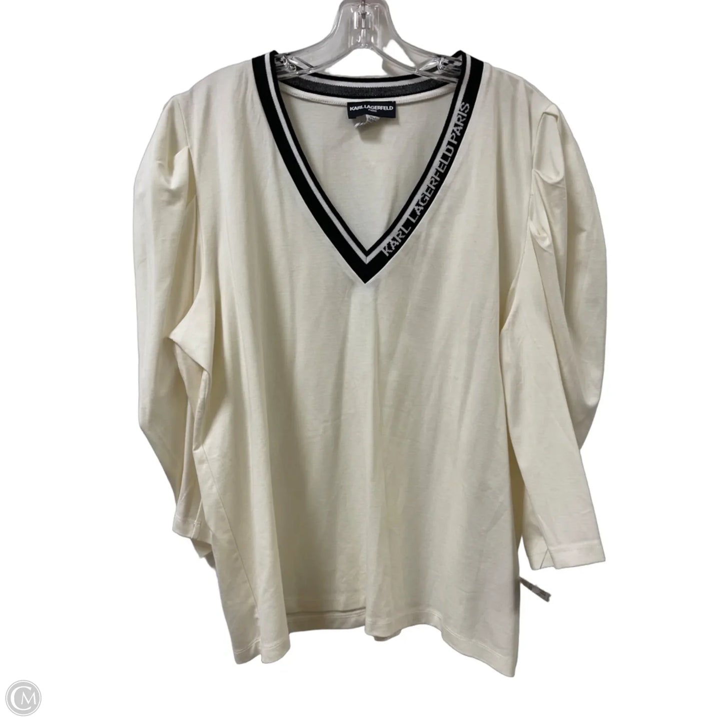Top Long Sleeve Designer By Karl Lagerfeld In Cream, Size: Xl