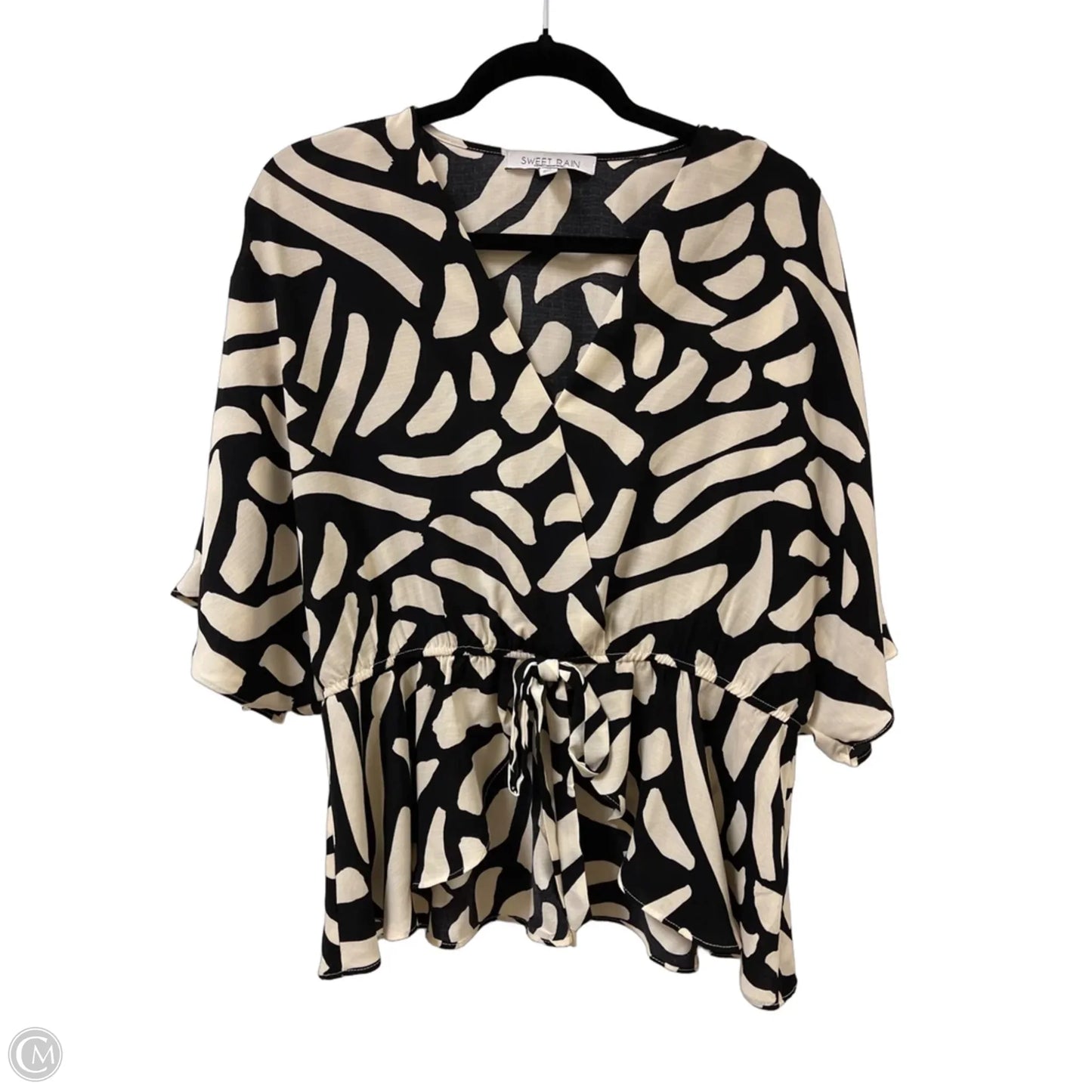 Top Short Sleeve By Sweet Rain In Black & Cream, Size: Xl