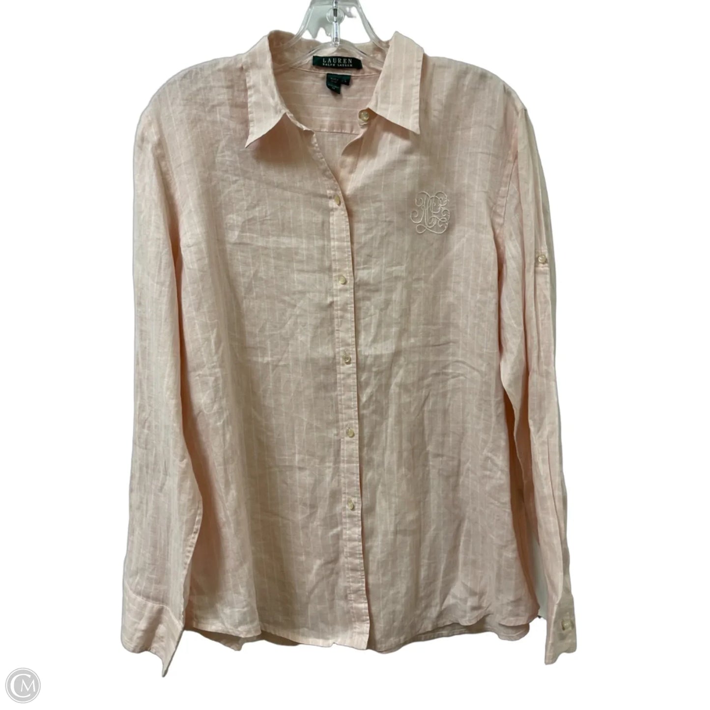 Blouse Long Sleeve By Lauren By Ralph Lauren In Pink, Size: L