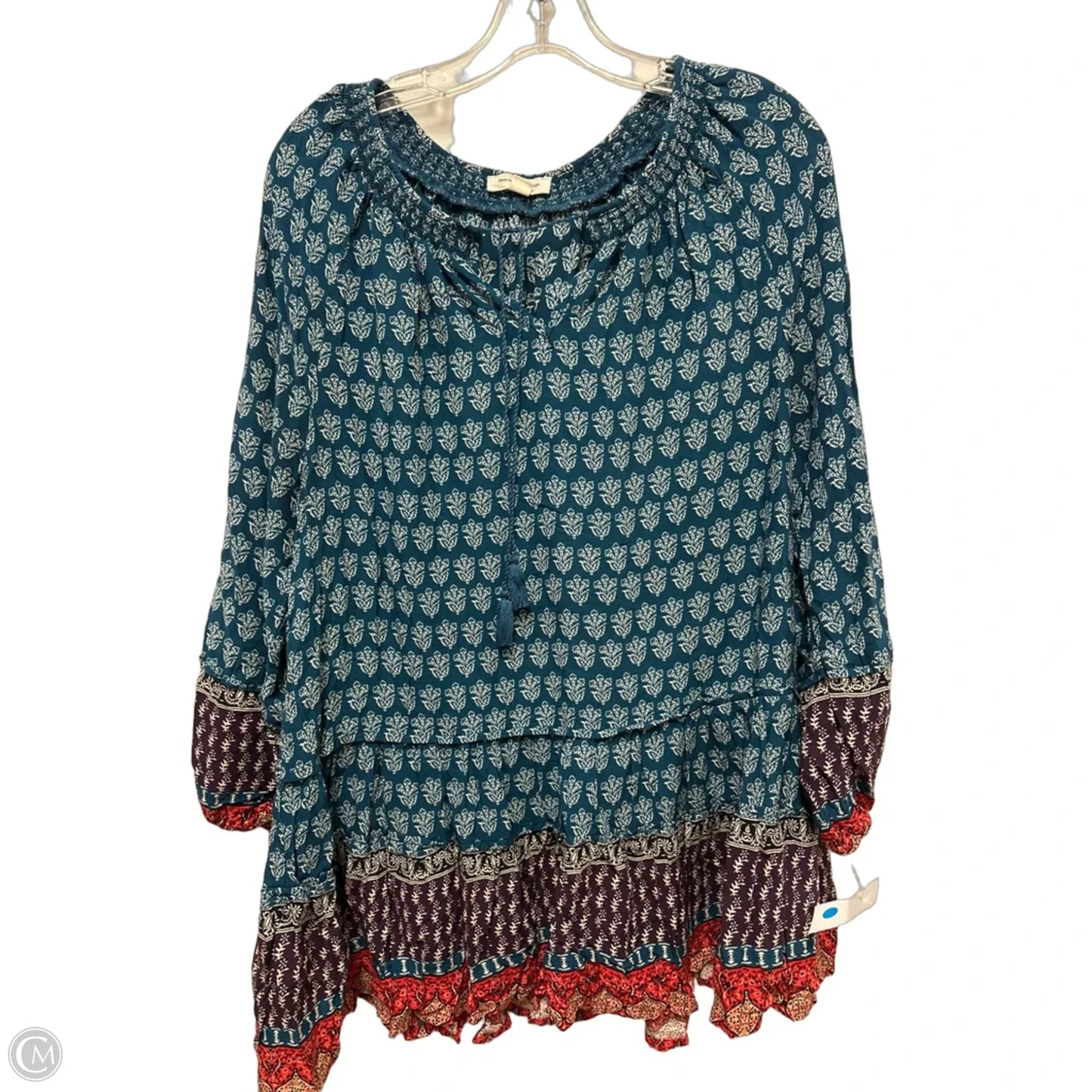 Tunic Long Sleeve By Beachlunchlounge In Blue & Orange, Size: M