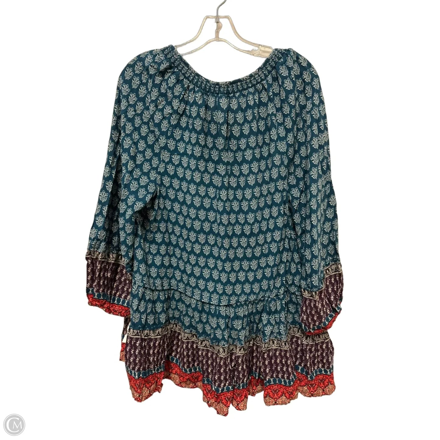 Tunic Long Sleeve By Beachlunchlounge In Blue & Orange, Size: M