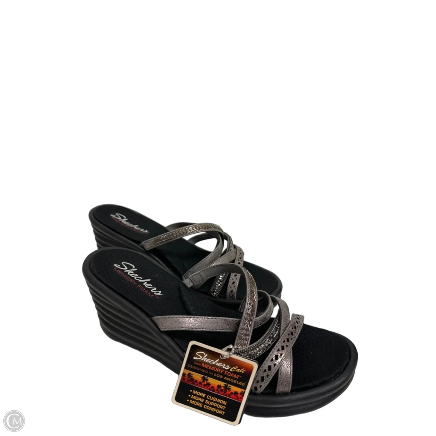 Sandals Heels Wedge By Skechers In Silver, Size: 8