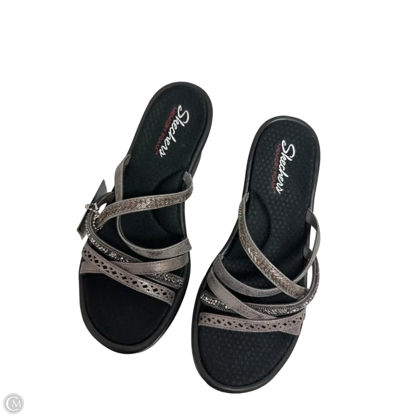 Sandals Heels Wedge By Skechers In Silver, Size: 8