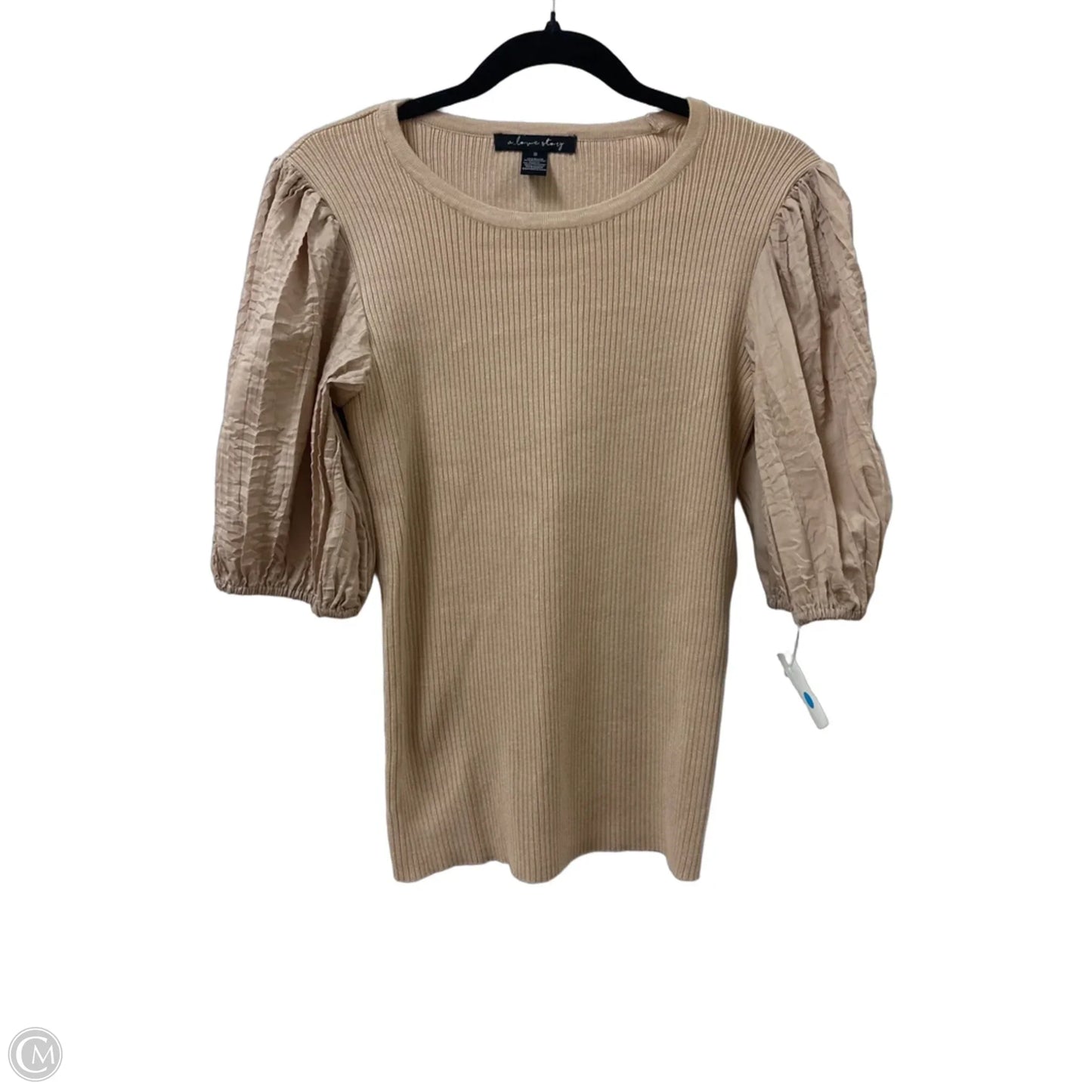 Top Short Sleeve By A Love Story In Tan, Size: M