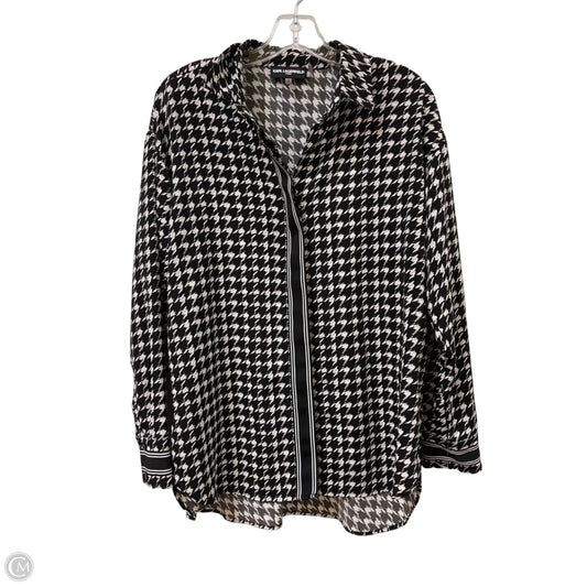 Blouse Designer By Karl Lagerfeld In Black & White, Size: M