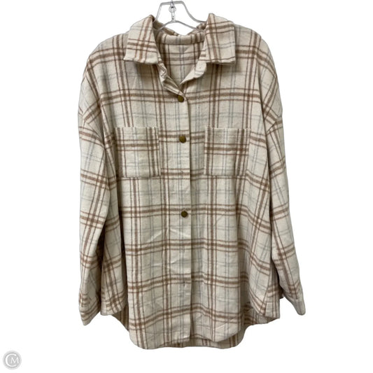 Jacket Shirt By Clothes Mentor In Cream, Size: L