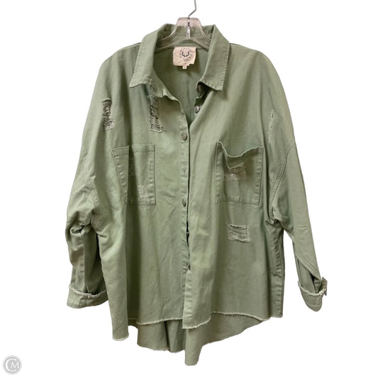 Jacket Shirt By Fantastic Fawn In Green, Size: L