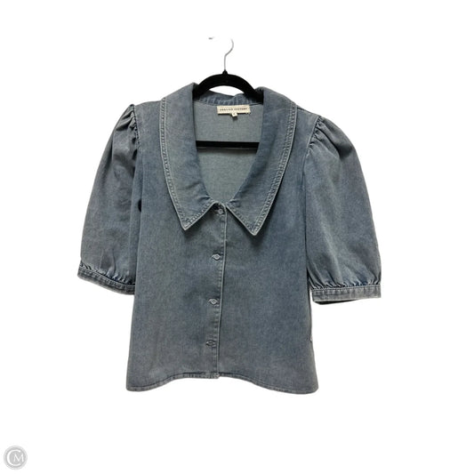 Blouse Short Sleeve By English Factory In Blue Denim, Size: M