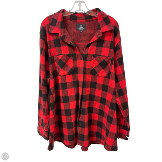 Jacket Shirt By Members Mark In Black & Red, Size: 1x