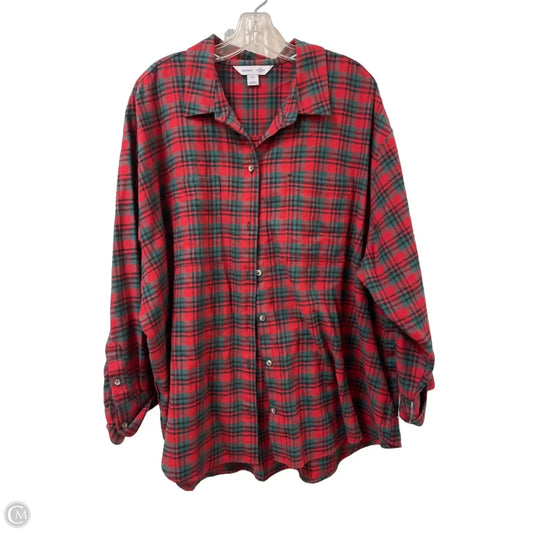 Blouse Long Sleeve By Old Navy In Plaid Pattern, Size: 2x