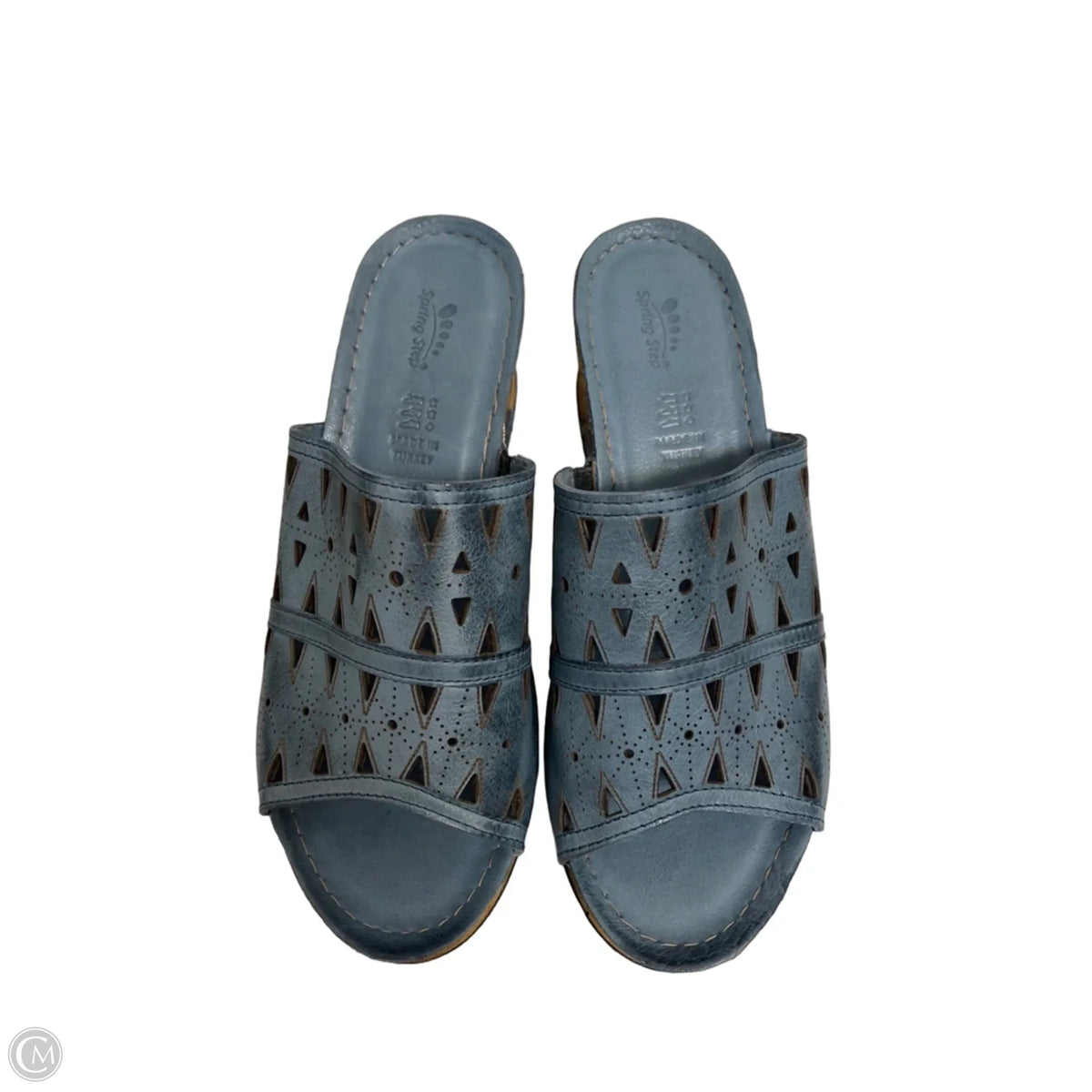 Sandals Heels Wedge By Spring Step In Blue, Size: 8