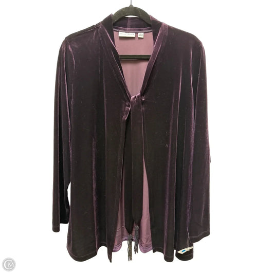 Sweater Cardigan By Susan Graver In Purple, Size: L