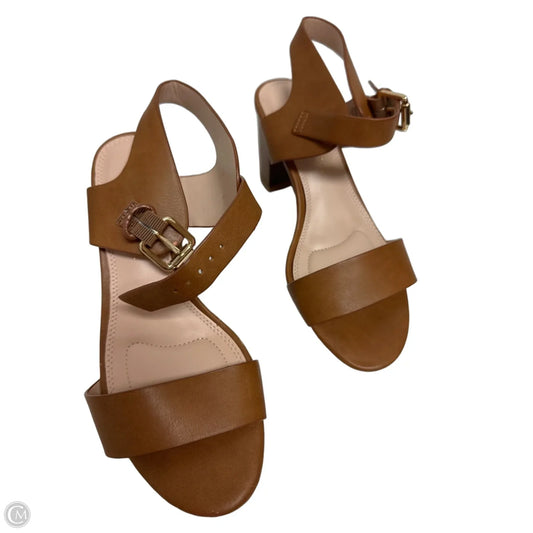 Sandals Heels Block By Kelly And Katie In Tan, Size: 6.5