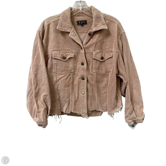 Jacket Shirt By Pol In Peach, Size: L