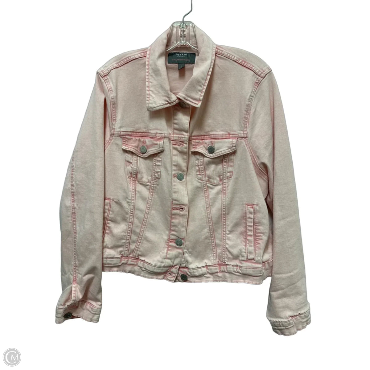 Jacket Denim By Torrid In Pink, Size: 1x