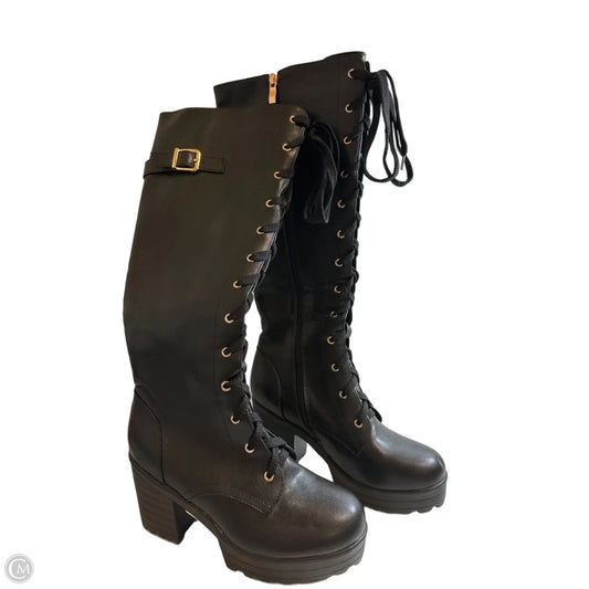 Boots Knee Heels By Clothes Mentor In Black, Size: 9.5