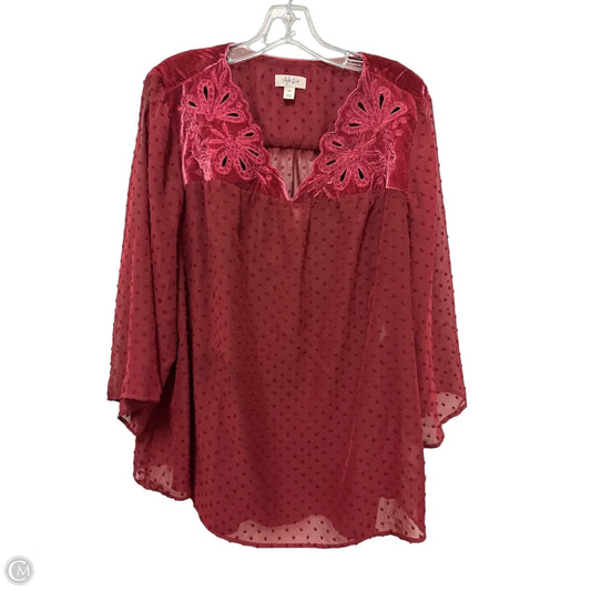 Top 2pc Long Sleeve By Style And Company In Red, Size: 2x