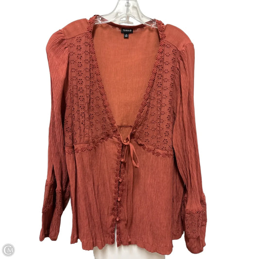 Blouse Long Sleeve By Torrid In Orange, Size: 3x
