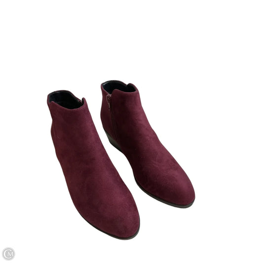 Boots Ankle Heels By Clothes Mentor In Maroon, Size: 6.5