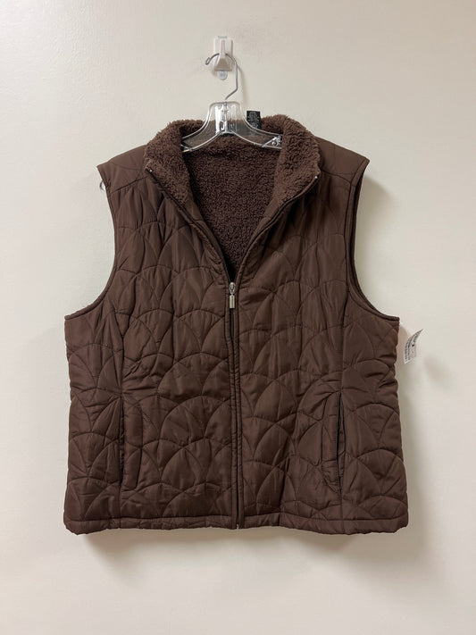 Vest Puffer & Quilted By Jane Ashley In Brown, Size: 1x