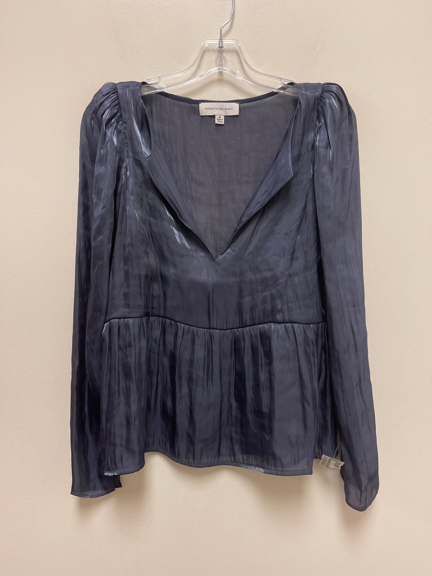 Top Long Sleeve By Something Navy  Size: M