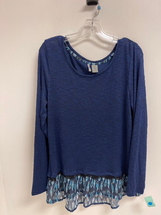 Top Long Sleeve By New Directions In Navy, Size: L